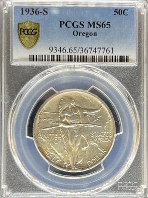 1936-S 50C Oregon MS65 PCGS