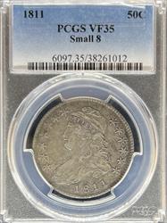 1811 Capped Bust Half Dollar CF35 PCGS Small 8 VF35