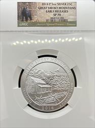 2014 5oz America the Beautiful Great Smoky Mountains SP70 NGC Early Release