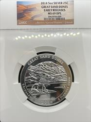 2014 5oz America the Beautiful Great Sand Dunes MS69DPL NGC Early Release SP69DPL