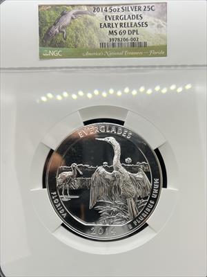 2014 5oz America the Beautiful Everglades MS69DPL NGC