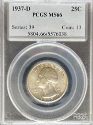 1937-D Washington Quarter MS66 PCGS