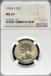 1954-S Washington Quarter MS67 NGC