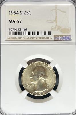 1954-S Washington Quarter MS67 NGC