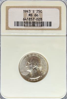 1943-S Washington Quarter MS66 NGC