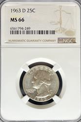 1963-D Washington Quarter MS66 NGC