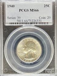 1940 Washington Quarter MS66 PCGS