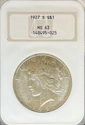 1927-S Peace Dollar MS63 NGC