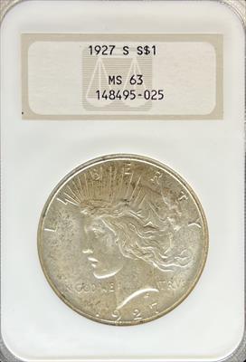 1927-S Peace Dollar MS63 NGC