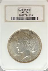 1926-D Peace Dollar MS64 NGC