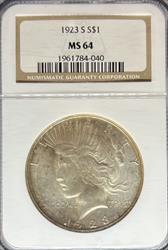 1923-S Peace Dollar MS64 NGC
