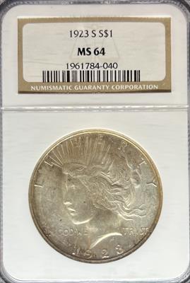 1923-S Peace Dollar MS64 NGC