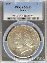 1921 Peace Dollar MS63 PCGS