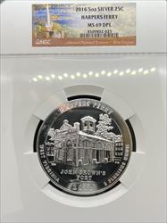 2016 5oz America the Beautiful Harpers Ferry MS69DPL NGC