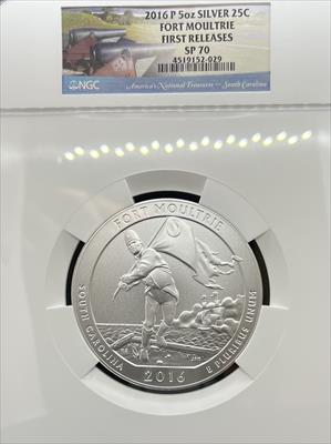 2016 5oz America the Beautiful Fort Moultrie SP70 NGC First Release