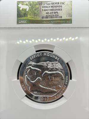 2017 5oz America the Beautiful Effigy Mounds MS69DPL NGC Early Release