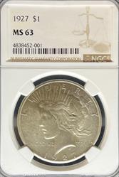 1927 Peace Dollar MS63 NGC
