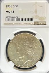 1935-S Peace Dollar MS63 NGC