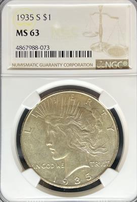 1935-S Peace Dollar MS63 NGC