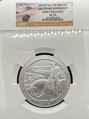 2016 5oz America the Beautiful Theodore Roosevelt SP70 NGC Early Release