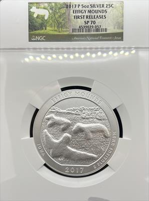 2017 5oz America the Beautiful Effigy Mounds SP70 NGC First Release