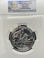 2017 5oz America the Beautiful George Rogers Clark MS69DPL NGC Early Release