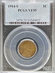 1914-S Lincoln Cent VF35 PCGS VF35BN