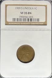 1909-S Lincoln Cent VF35BN NGC