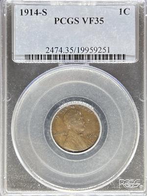 1914-S Lincoln Cent VF35 PCGS VF35BN