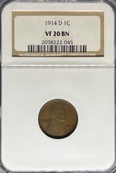 1914-D Lincoln Cent VF20BN NGC