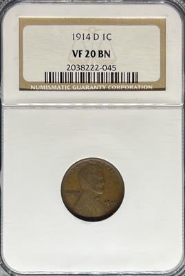 1914-D Lincoln Cent VF20BN NGC