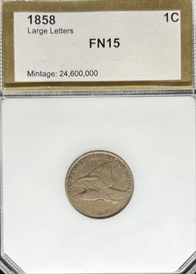 1858 Flying Eagle Cent Large Letters F15 PCI