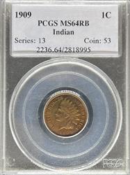 1909 Indian Cent MS64RB PCGS