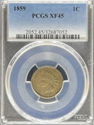 1859 Indian Cent XF45 PCGS
