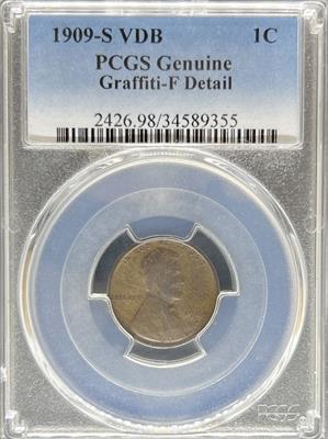 1909-S VDB Lincoln Cent F Details PCGS F DETAILS