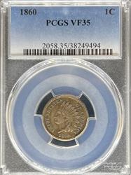 1860 Indian Cent VF35 PCGS