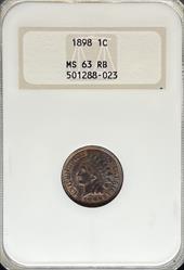 1898 Indian Cent MS63RB NGC