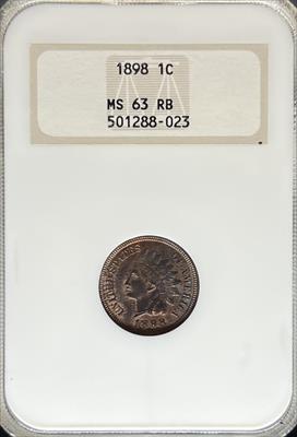 1898 Indian Cent MS63RB NGC