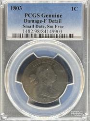 1803 Draped Bust Large Cent F Details PCGS F DETAILS