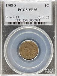 1908-S Indian Cent VF25 PCGS
