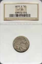 1919-S Buffalo Nickel VF30 NGC