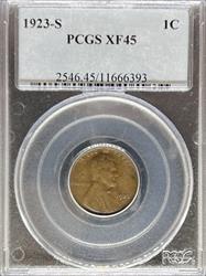1923-S Lincoln Cent XF45 PCGS