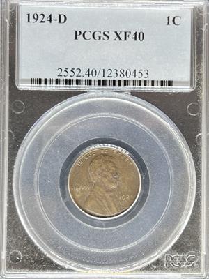1924-D Lincoln Cent XF40BN PCGS