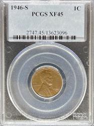 1946-S Lincoln Cent XF45BN PCGS