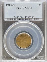1915-S Lincoln Cent VF30 PCGS