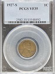 1927-S Lincoln Cent VF35 PCGS