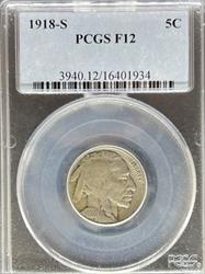 1918-S Buffalo Nickel F12 PCGS