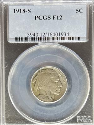 1918-S Buffalo Nickel F12 PCGS
