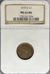 1919-D Lincoln Cent MS62BN NGC