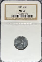 1943-S Lincoln Cent MS66 NGC